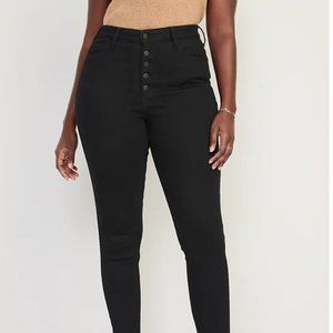 Extra High-Waisted Button-Fly Rockstar 360° Stretch Super-Skinny Cropped Cut-Off